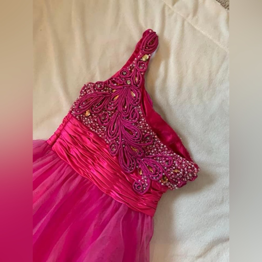 Blush Prom Style # 9279 Pink One Shoulder Cocktail Dress size 2 - Picture 7 of 12
